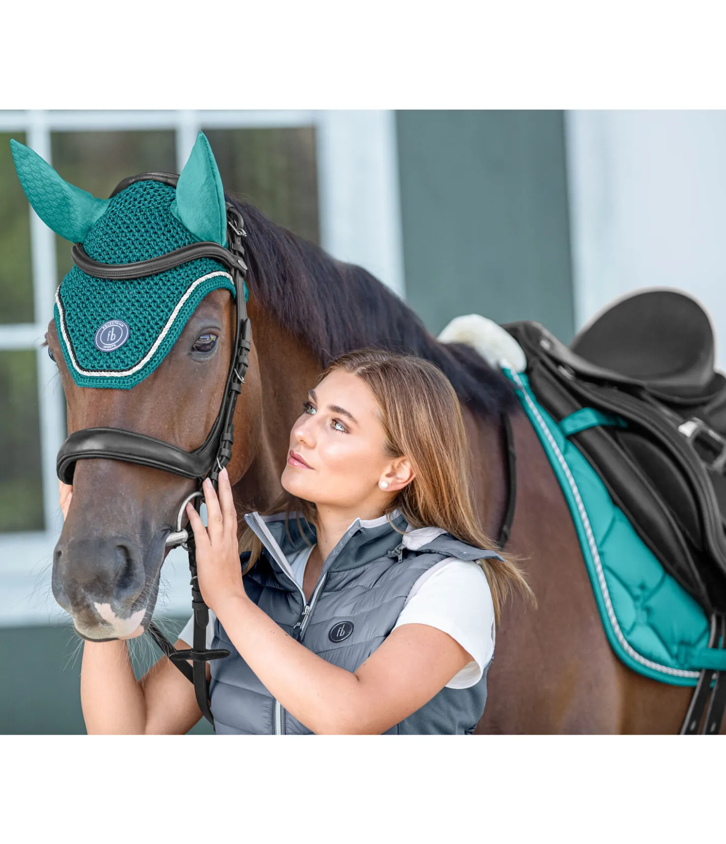 Felix Bühler Bonnet anti-mouches Equestrian Sports vert atlantique