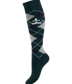 Felix Bühler Chaussettes hautes Argyle vert d´eau Sale