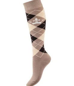 Felix Bühler Chaussettes hautes Argyle noisette Sale