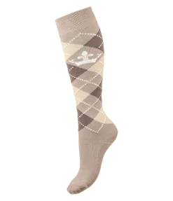 Felix Bühler Chaussettes hautes Argyle champagne Discount