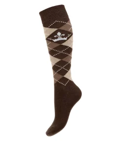 Felix Bühler Chaussettes hautes Argyle chocolat noir Outlet