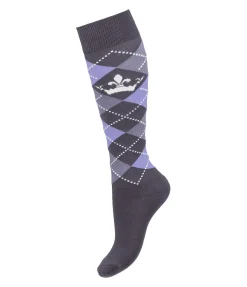 Felix Bühler Chaussettes hautes Argyle violet foncé New