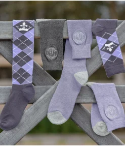 Felix Bühler Chaussettes hautes Argyle violet foncé New