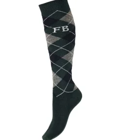 Felix Bühler Chaussettes hautes à base de laine mérinos Argyle vert d´eau Clearance
