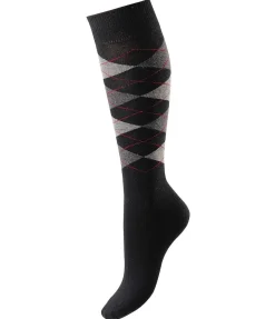 STEEDS Chaussettes hautes à losanges Argyle noir Sale