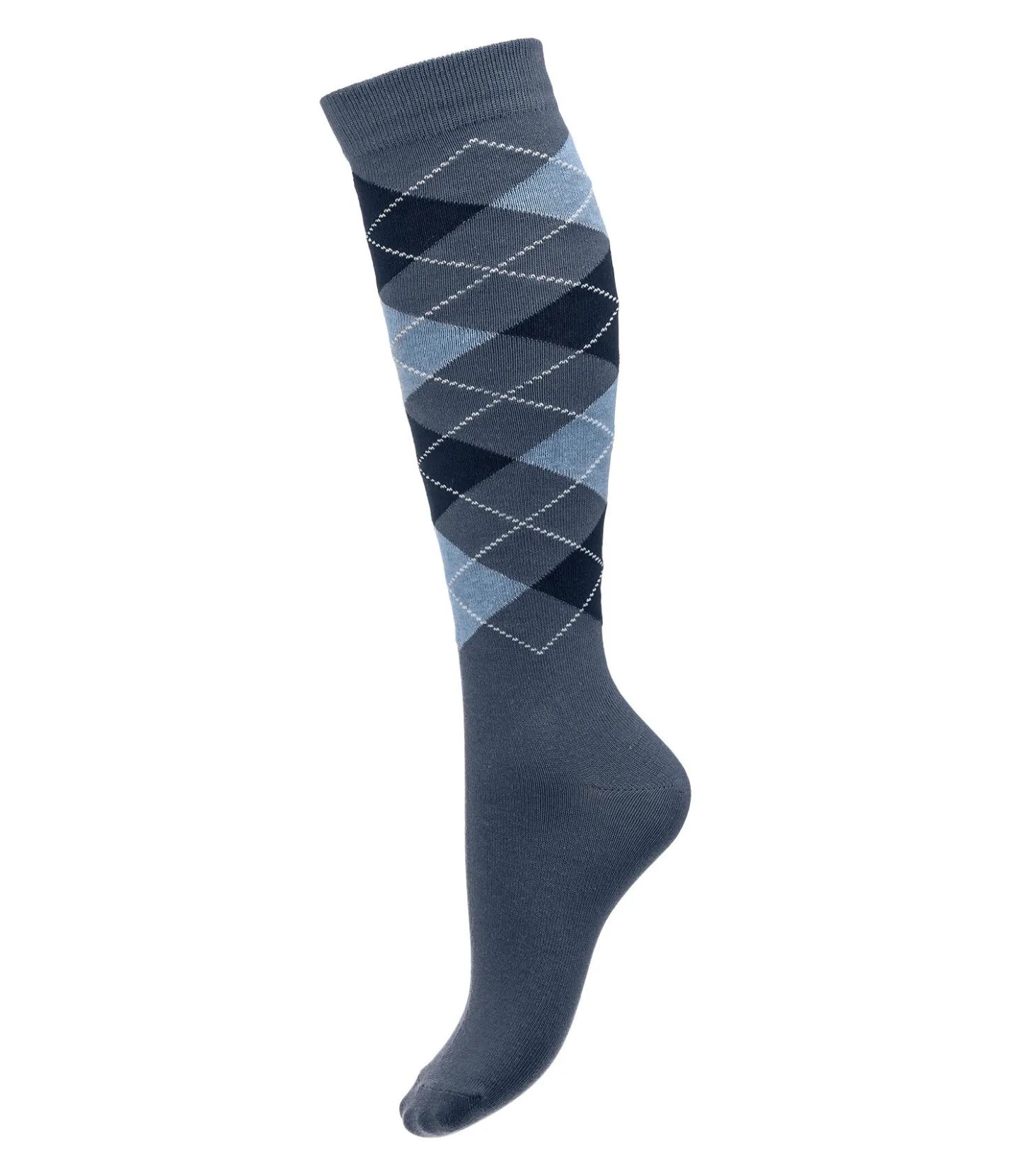 STEEDS Chaussettes hautes à losanges Argyle bleu fumée Clearance