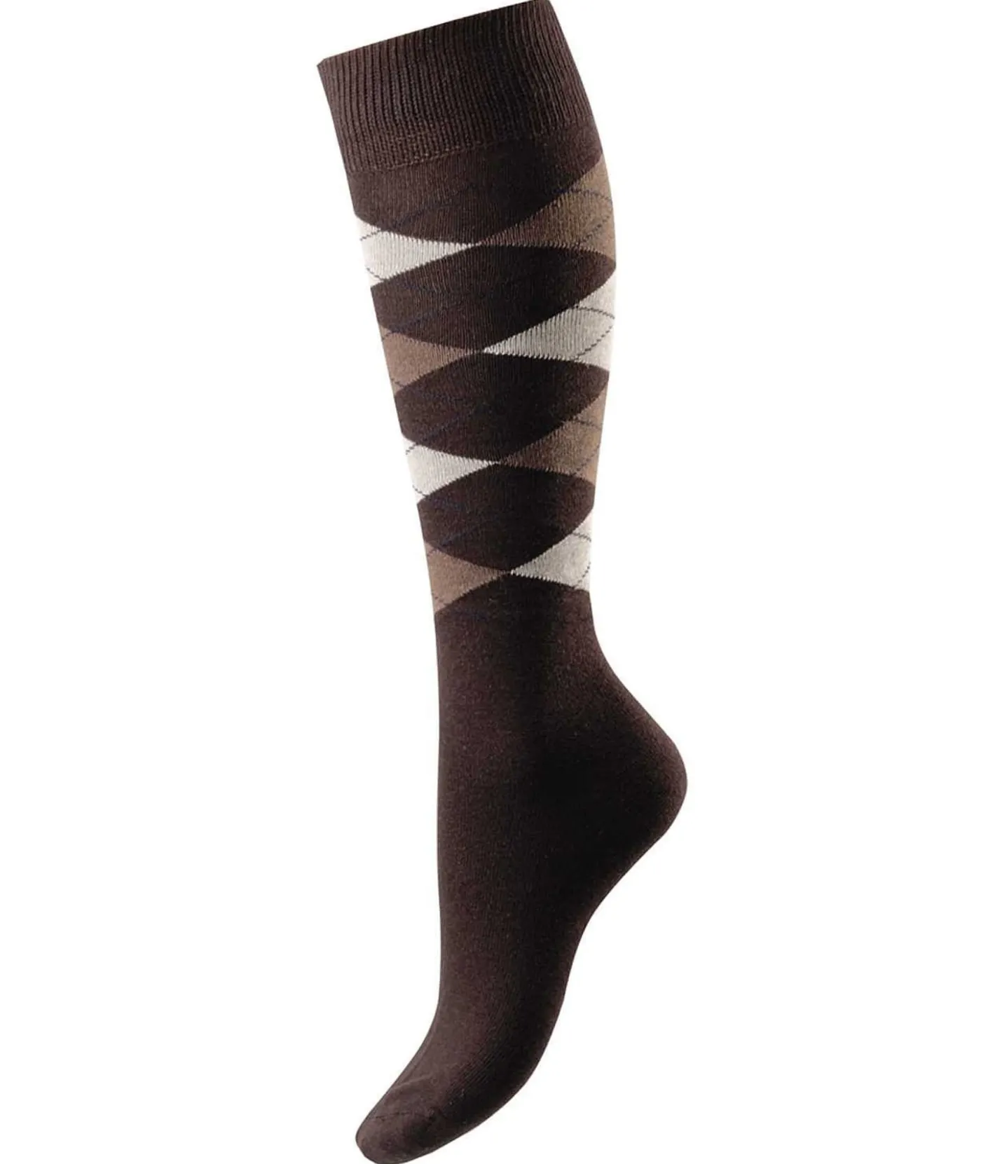 STEEDS Chaussettes hautes à losanges Argyle marron foncé Online