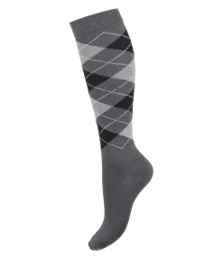 STEEDS Chaussettes hautes à losanges Argyle carbone