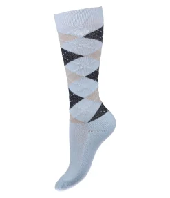 Felix Bühler Chaussettes hautes pailletées enfant Caro bleu glacier Clearance