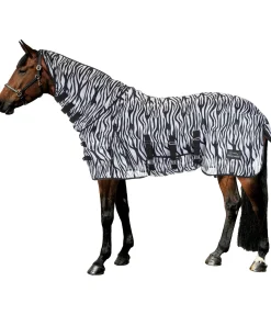 THERMO MASTER Chemise anti-mouches Zebra Combo, avec rabat ventral blanc/noir New