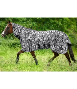 THERMO MASTER Chemise anti-mouches Zebra Combo, avec rabat ventral blanc/noir New