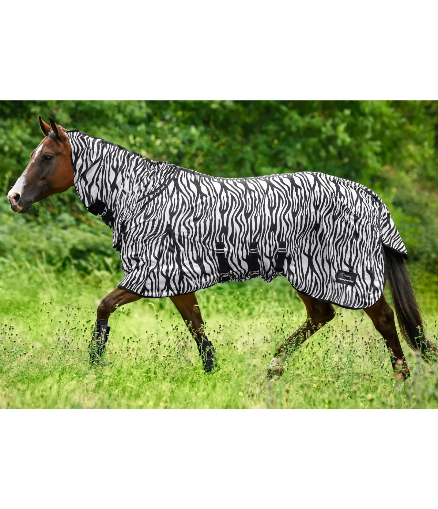 THERMO MASTER Chemise anti-mouches Zebra Combo, avec rabat ventral blanc/noir New