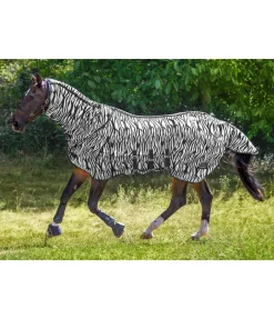 THERMO MASTER Chemise anti-mouches Zebra Combo, avec rabat ventral blanc/noir New