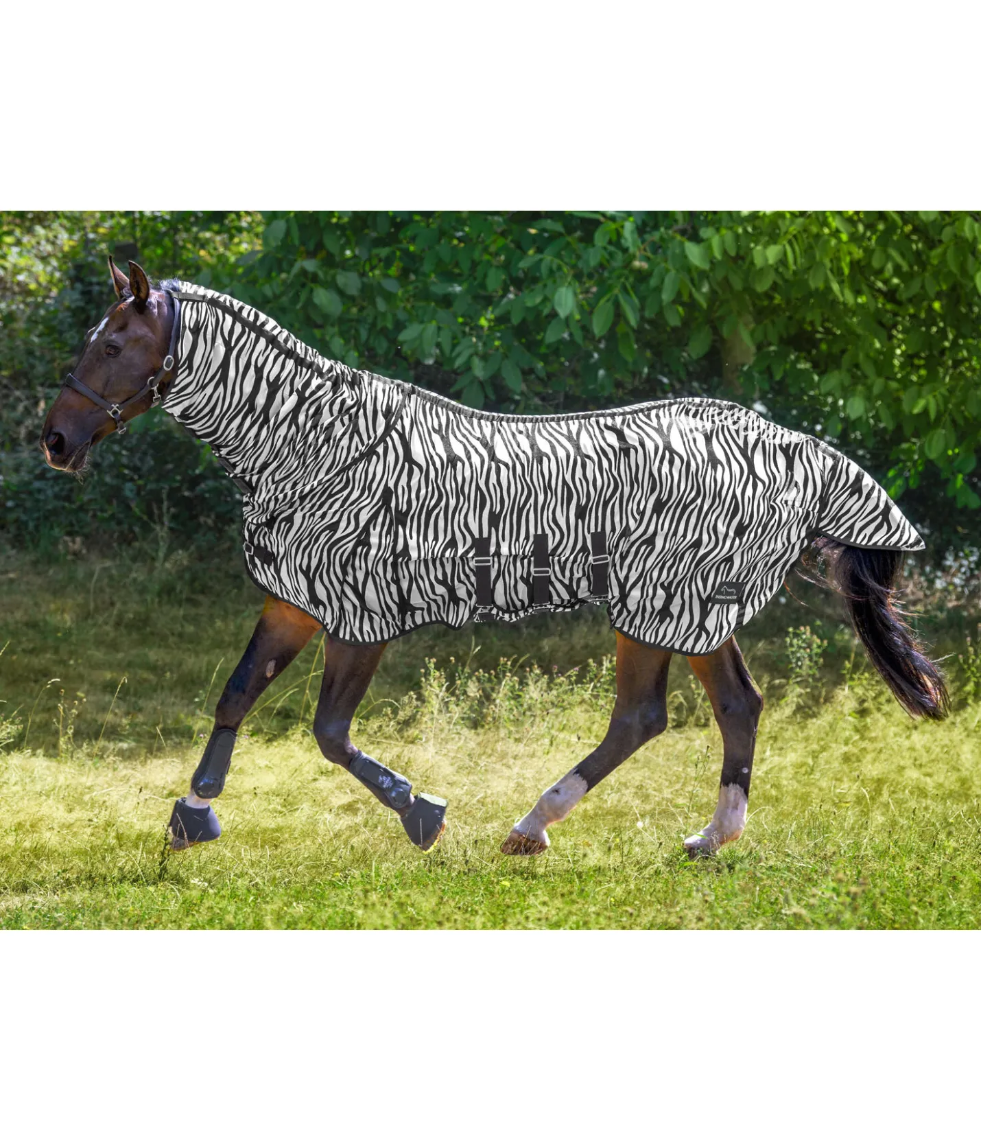 THERMO MASTER Chemise anti-mouches Zebra Combo, avec rabat ventral blanc/noir New
