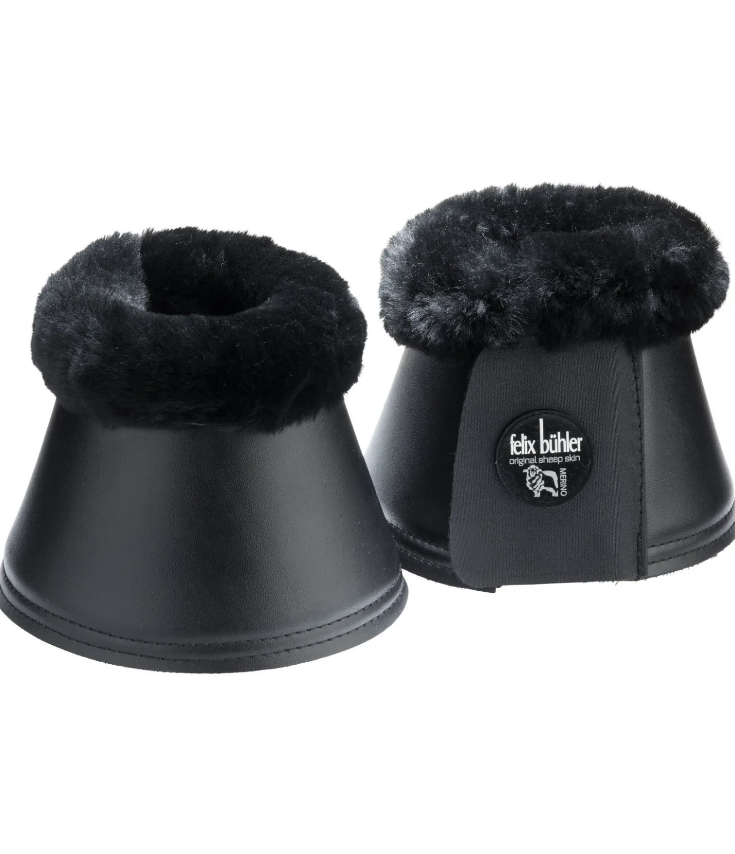 Felix Bühler Cloches avec véritable fourrure d'agneau noir/noir