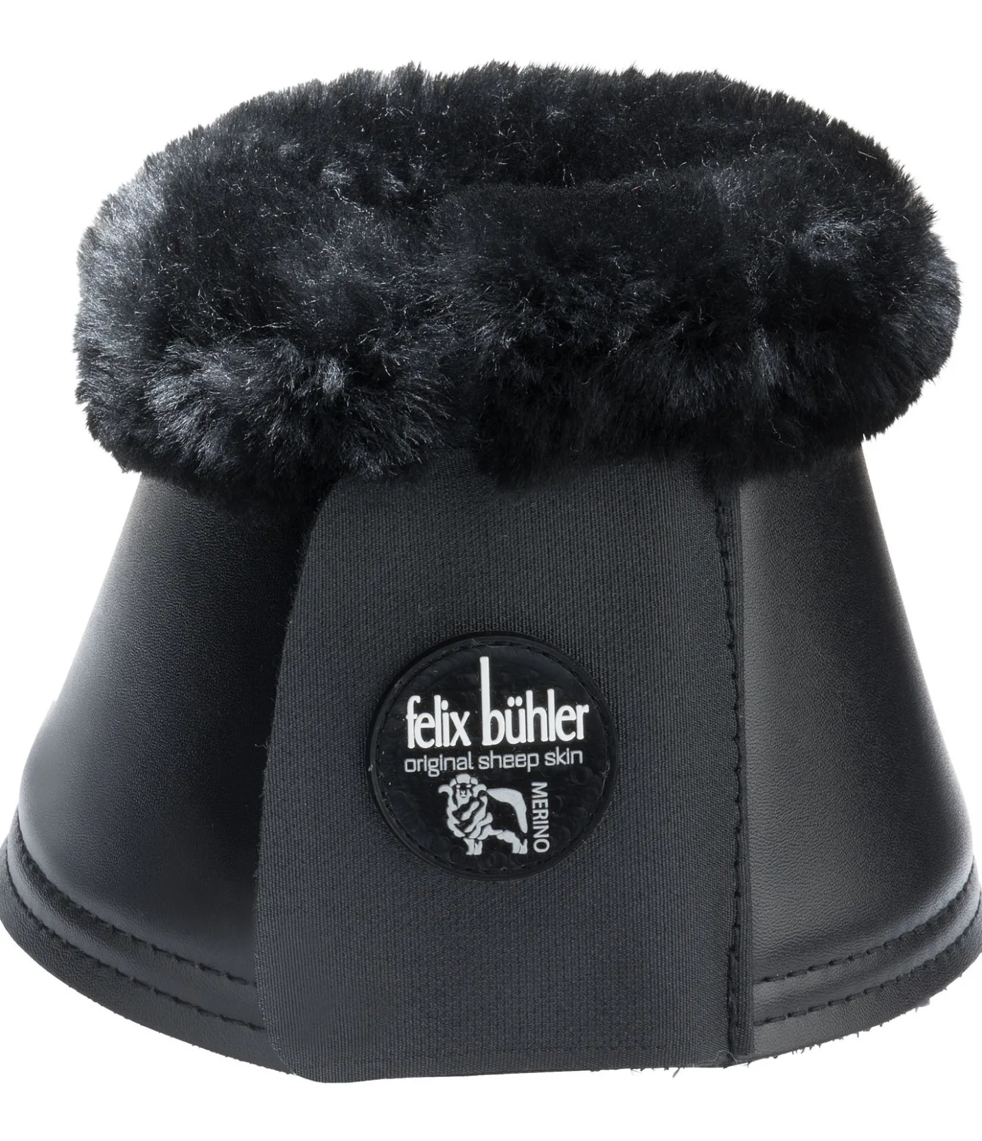 Felix Bühler Cloches avec véritable fourrure d'agneau noir/noir
