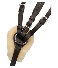 CLARIDGE HOUSE Collier de chasse élastique avec fourrure d'agneau Quick Fit marron foncé New