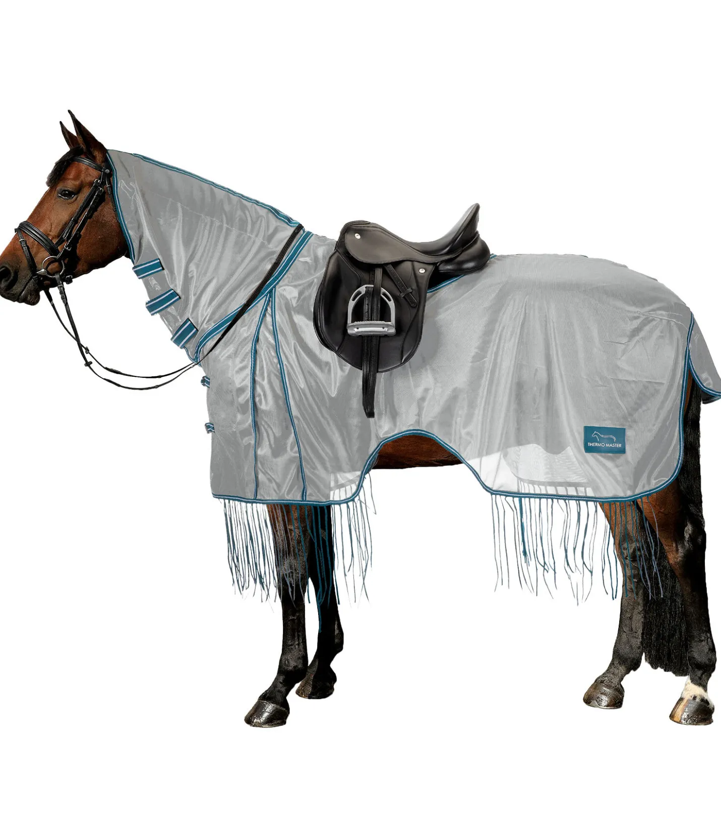 THERMO MASTER Couvre-reins avec franges Elea turquoise foncé Clearance