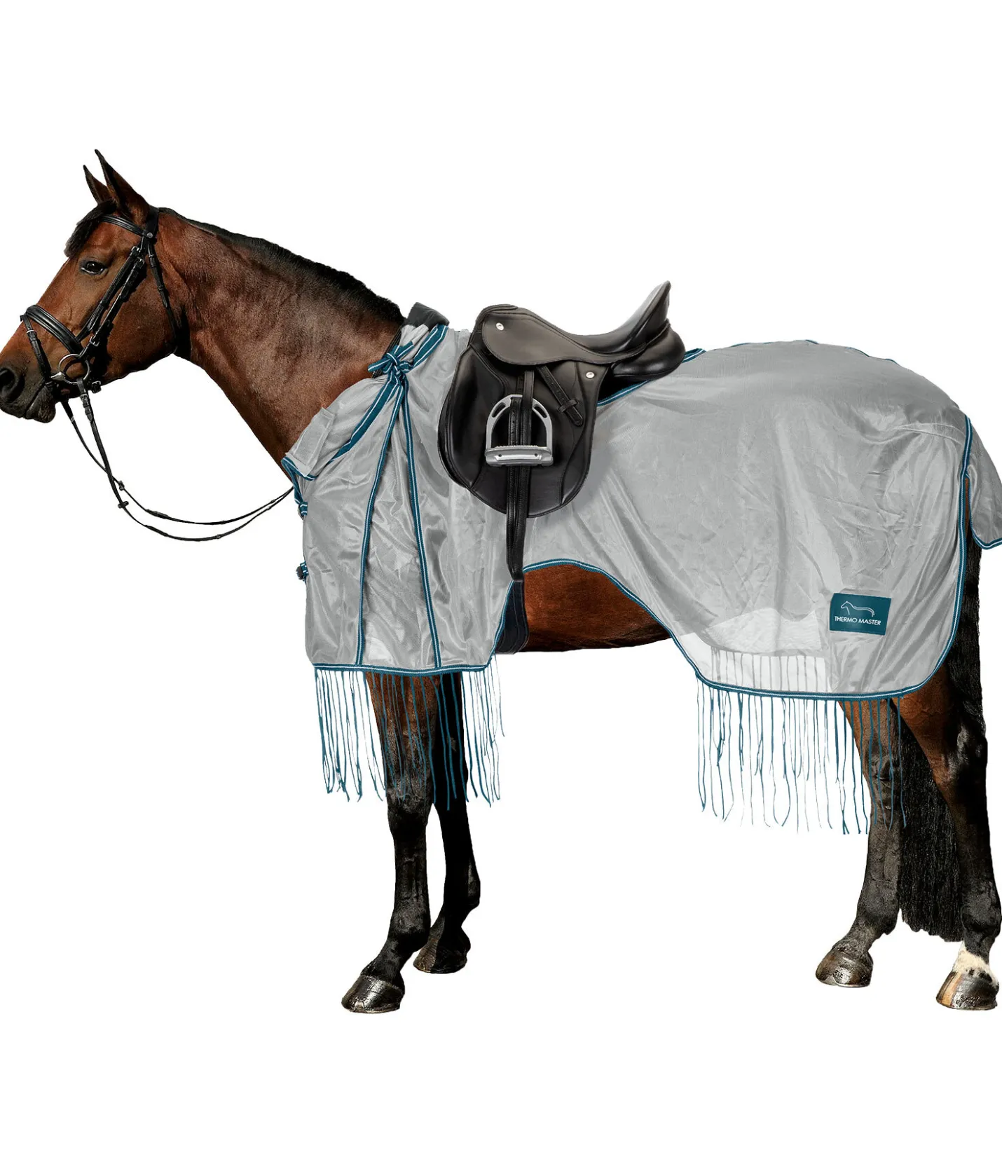 THERMO MASTER Couvre-reins avec franges Elea turquoise foncé Clearance