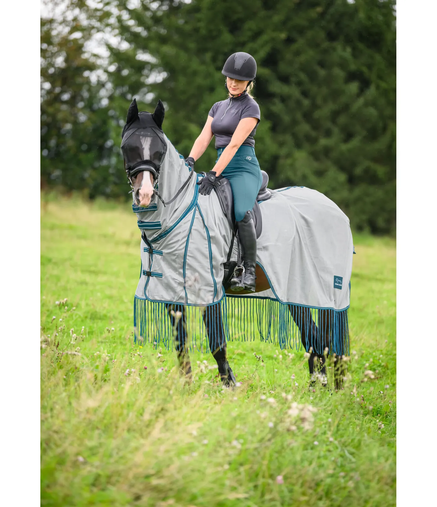 THERMO MASTER Couvre-reins avec franges Elea turquoise foncé Clearance