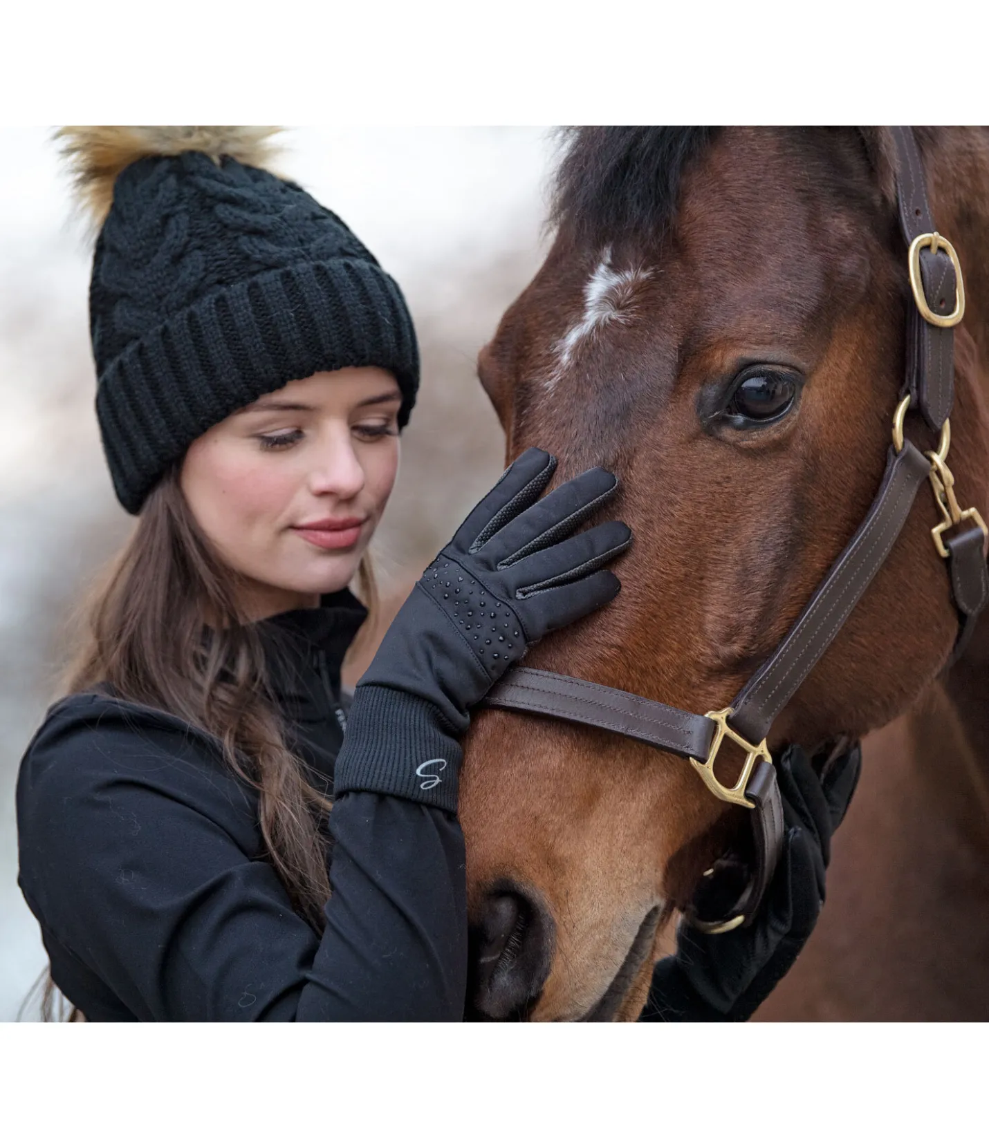 STEEDS Gants d'équitation d'hiver softshell Sparkle noir New