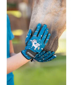 STEEDS Gants d'équitation d'été enfant Unicorn turquoise foncé Hot