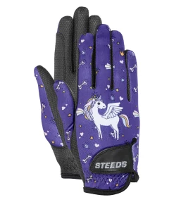 STEEDS Gants d'équitation d'été enfant Unicorn améthyste lumineuse New