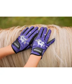 STEEDS Gants d'équitation d'été enfant Unicorn améthyste lumineuse New
