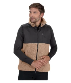 Felix Bühler Gilet bi-matière avec polaire Teddy homme Minnesota caramel Clearance