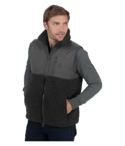Felix Bühler Gilet bi-matière avec polaire Teddy homme Minnesota noir Clearance