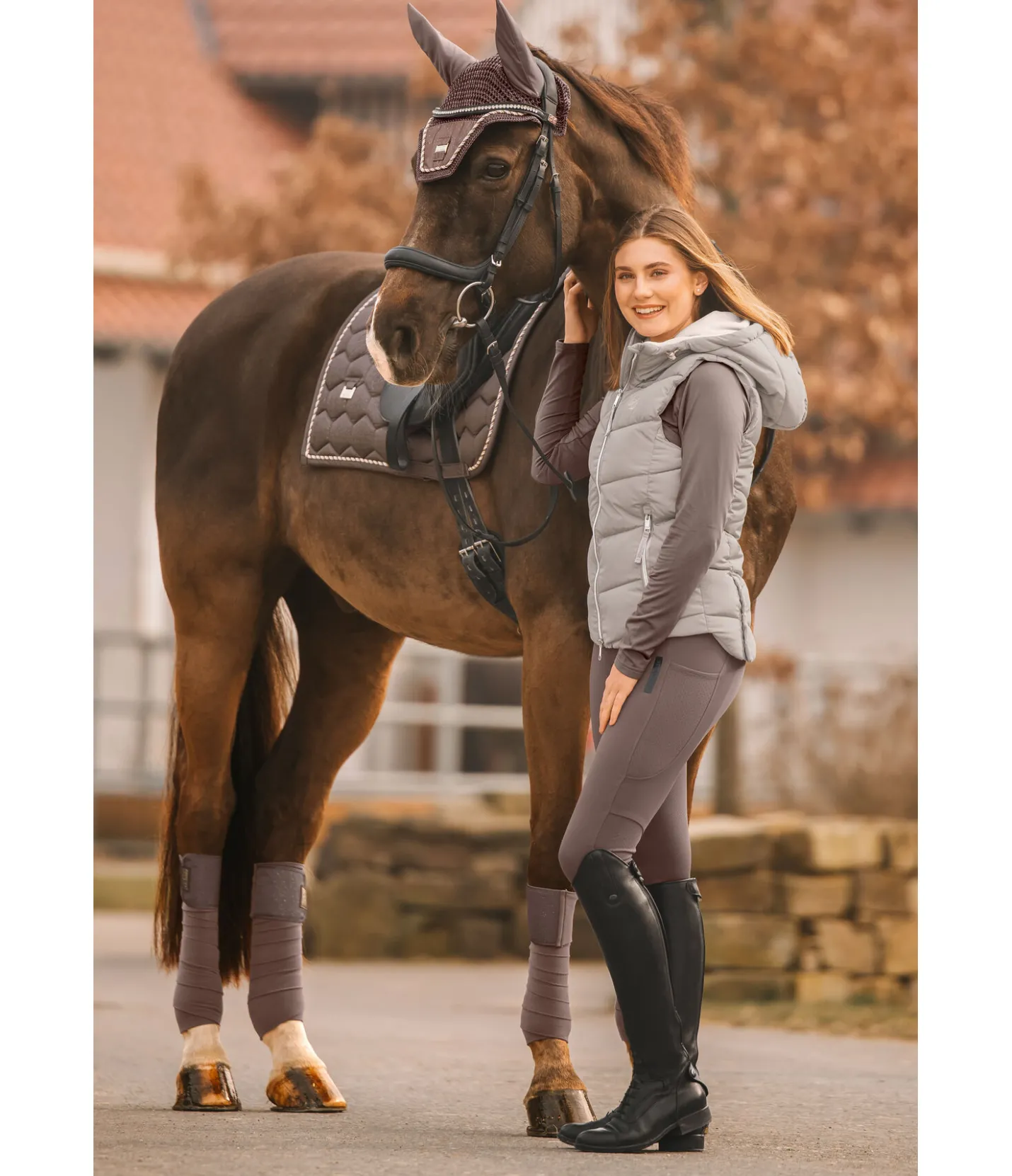 Felix Bühler Gilet d'équitation à capuche Lena taupe Hot