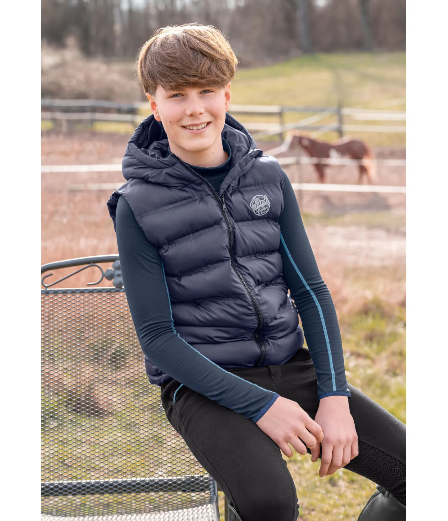 STEEDS Gilet d'équitation à capuche enfant Calla marine