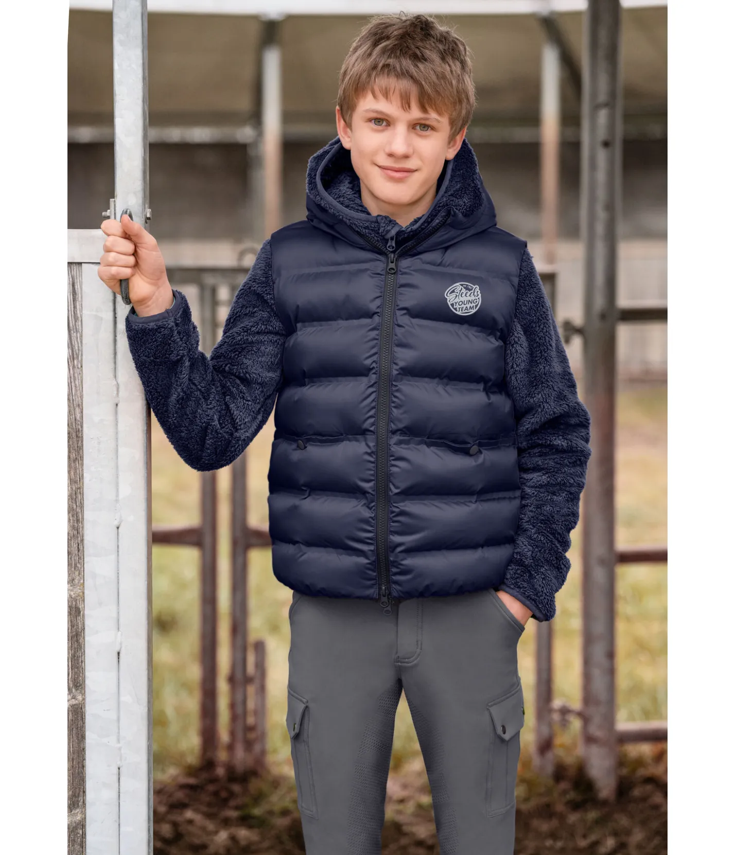 STEEDS Gilet d'équitation à capuche enfant Calla marine