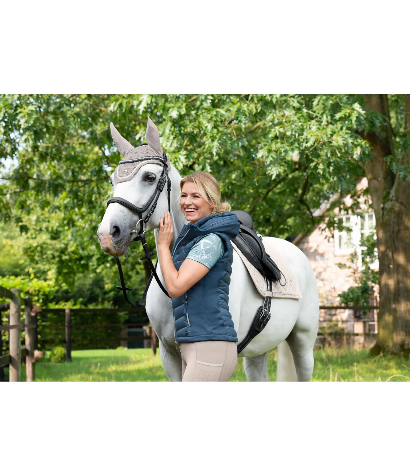 Felix Bühler Gilet d'équitation bi-matière à capuche Zoey pétrole Discount