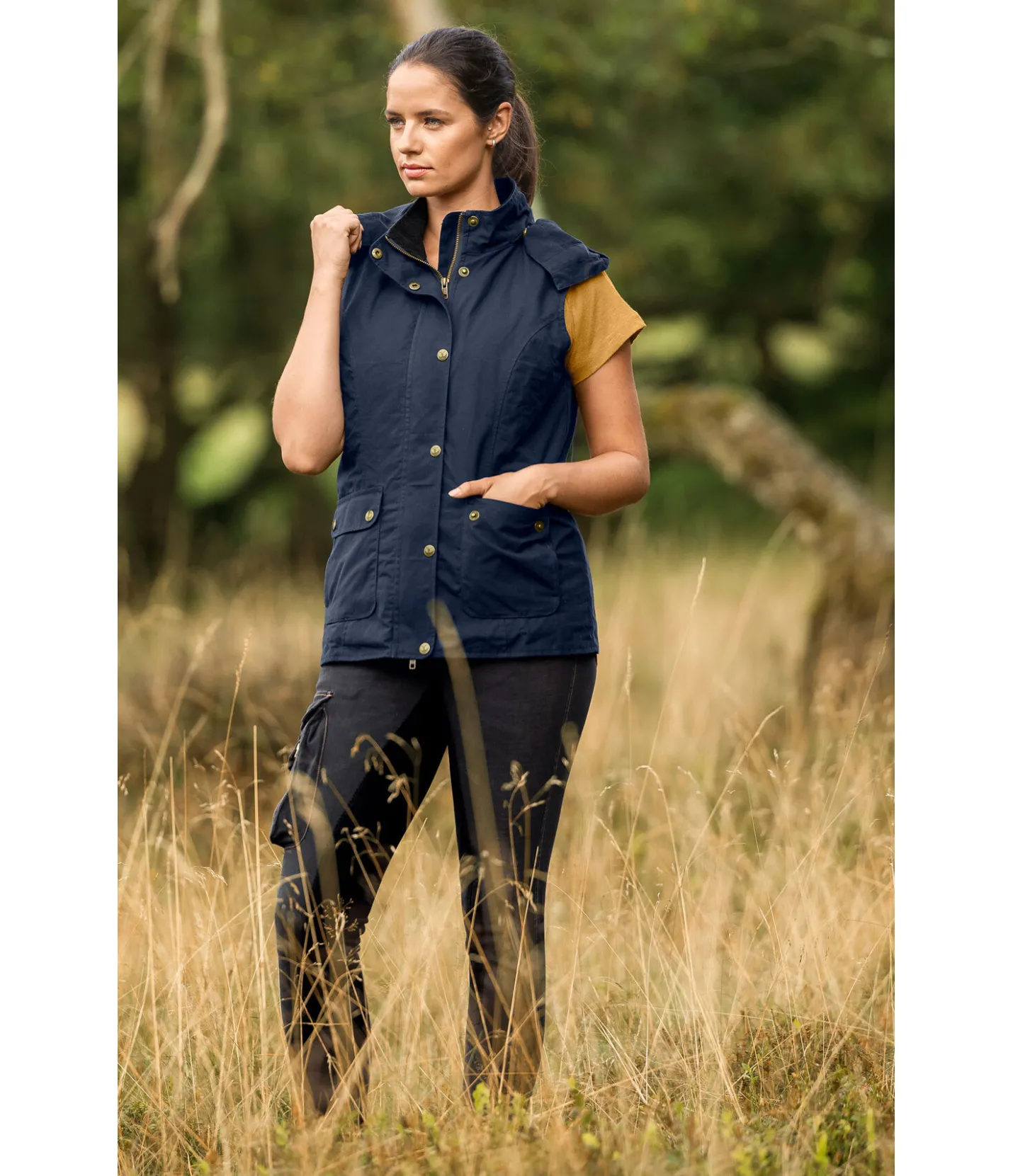 TWIN OAKS Gilet d'équitation en coton huilé Granada navy Online