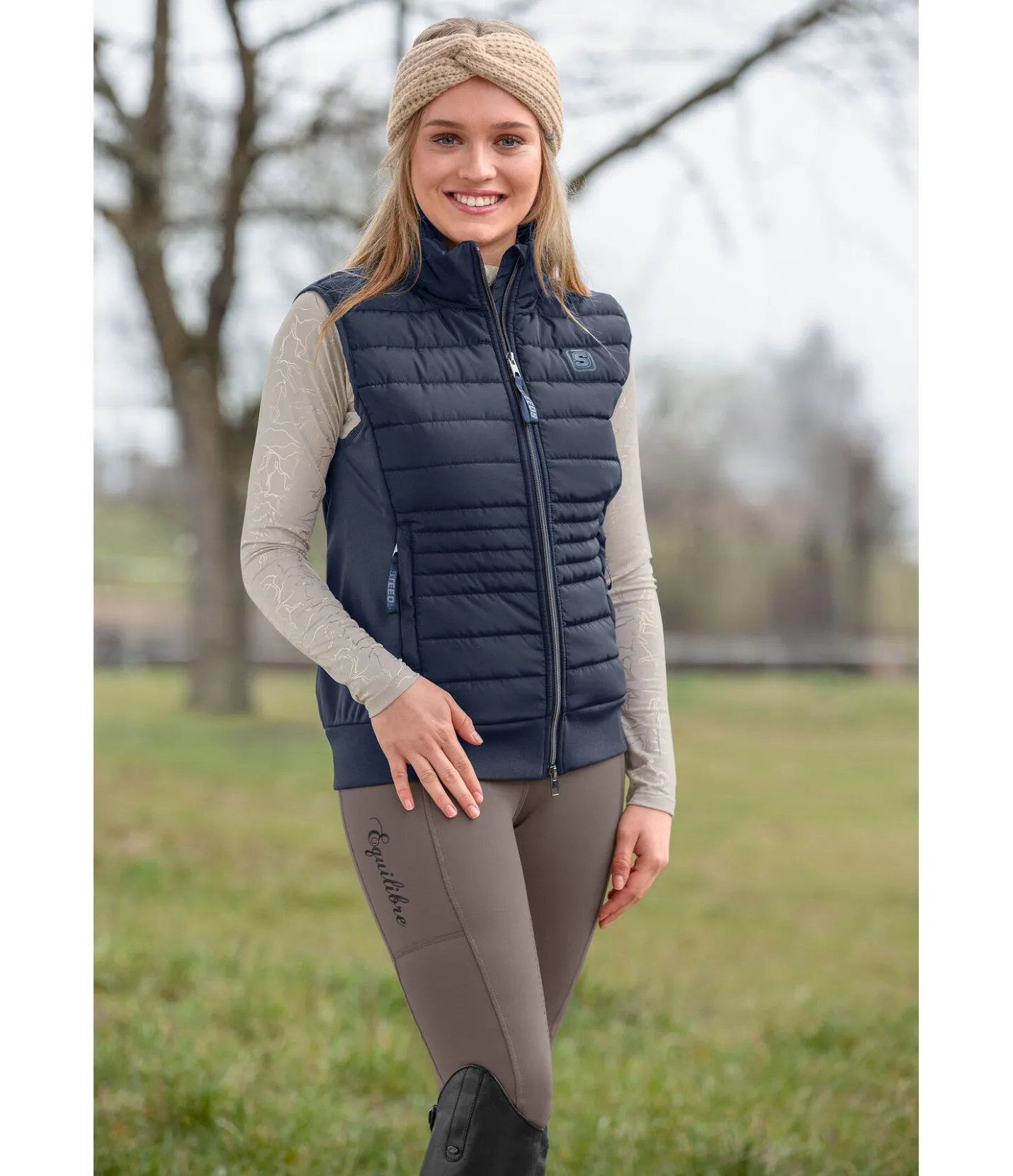 STEEDS Gilet d'équitation softshell bi-matière Rika navy