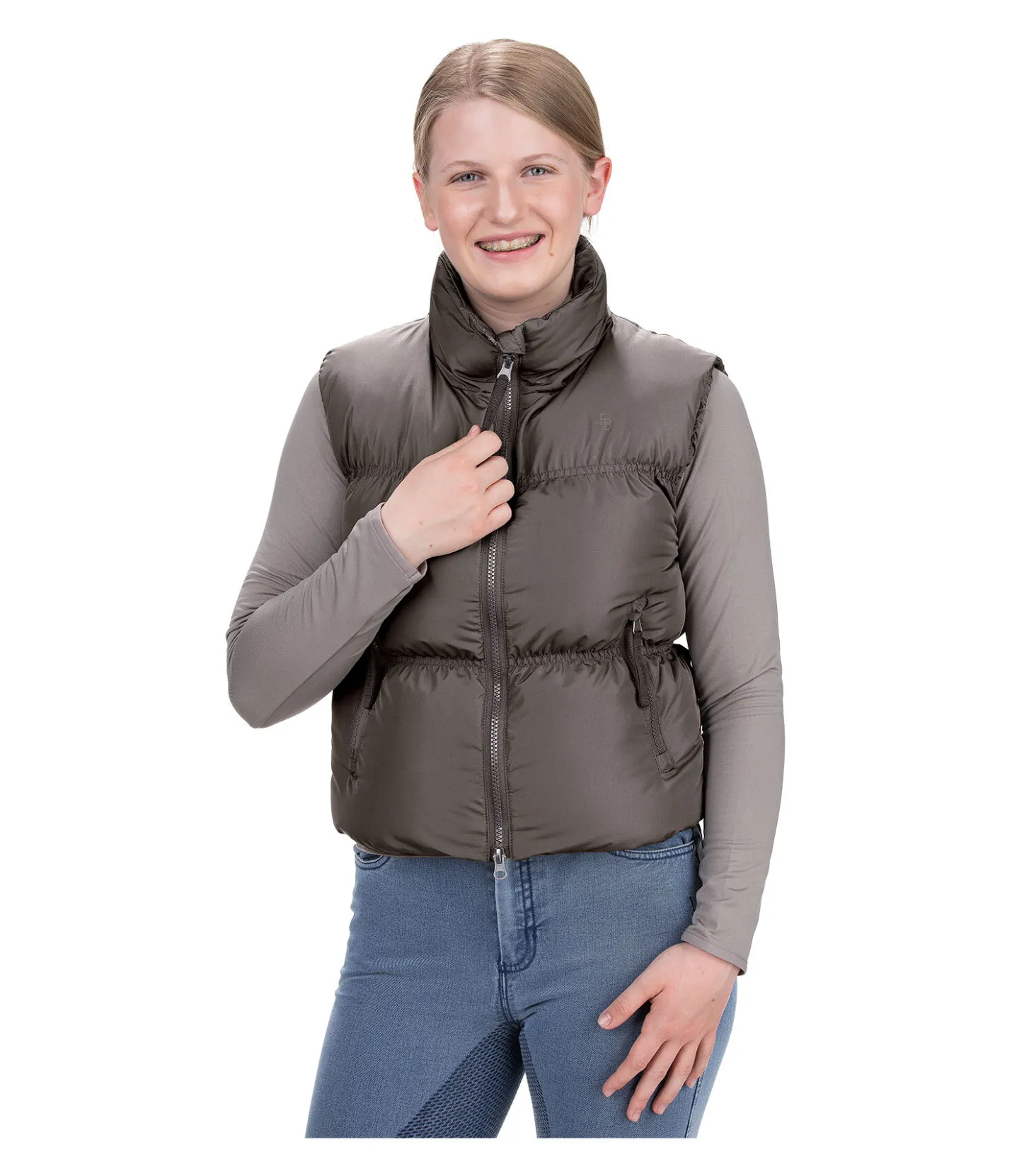 Felix Bühler Gilet matelassé cropped enfant taupe foncé Sale