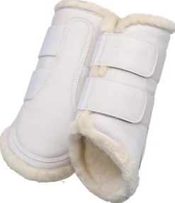 SHOWMASTER Guêtres de dressage antérieures en polaire Teddy blanc Hot