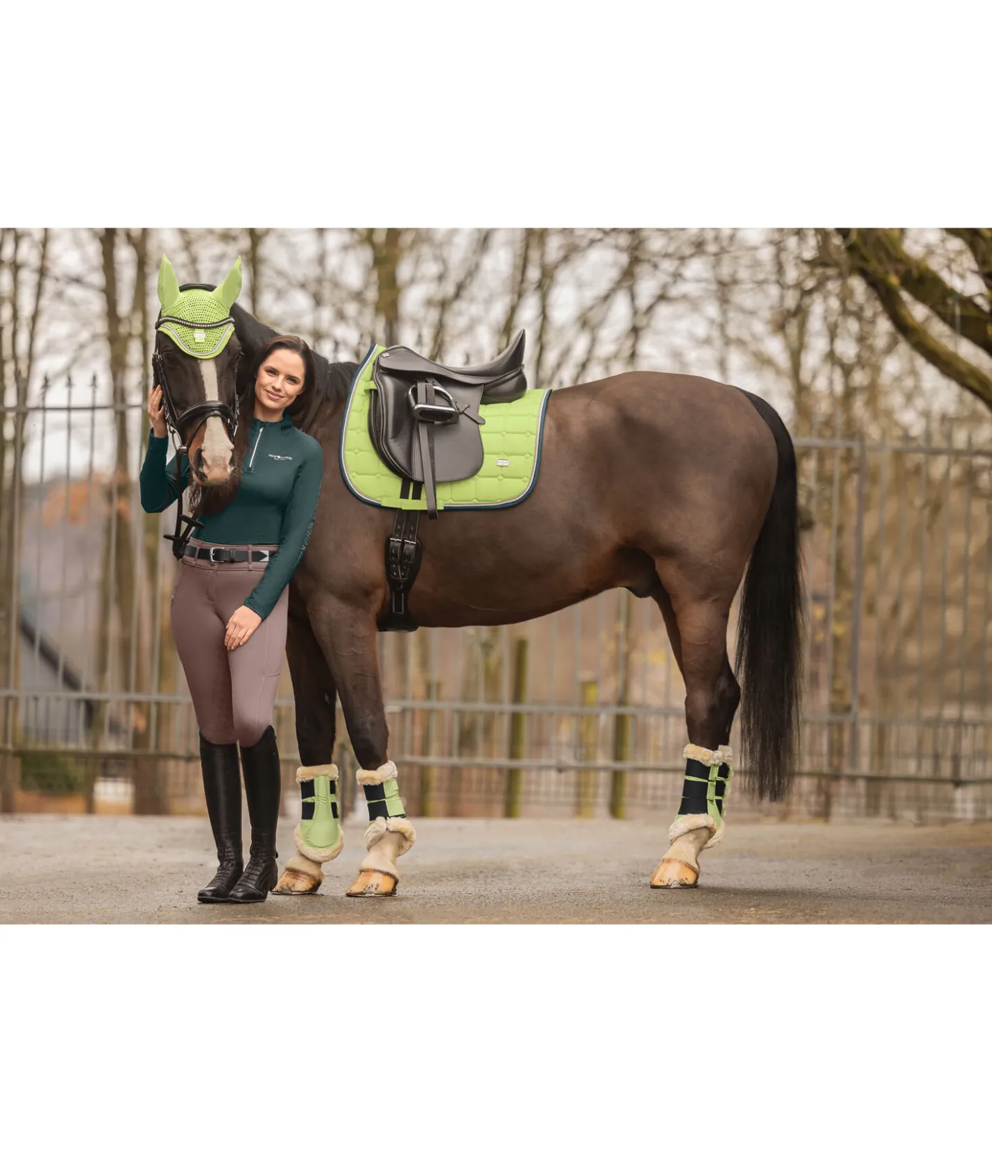 Felix Bühler Guêtres de dressage en polaire Teddy Essential (antérieurs) matcha