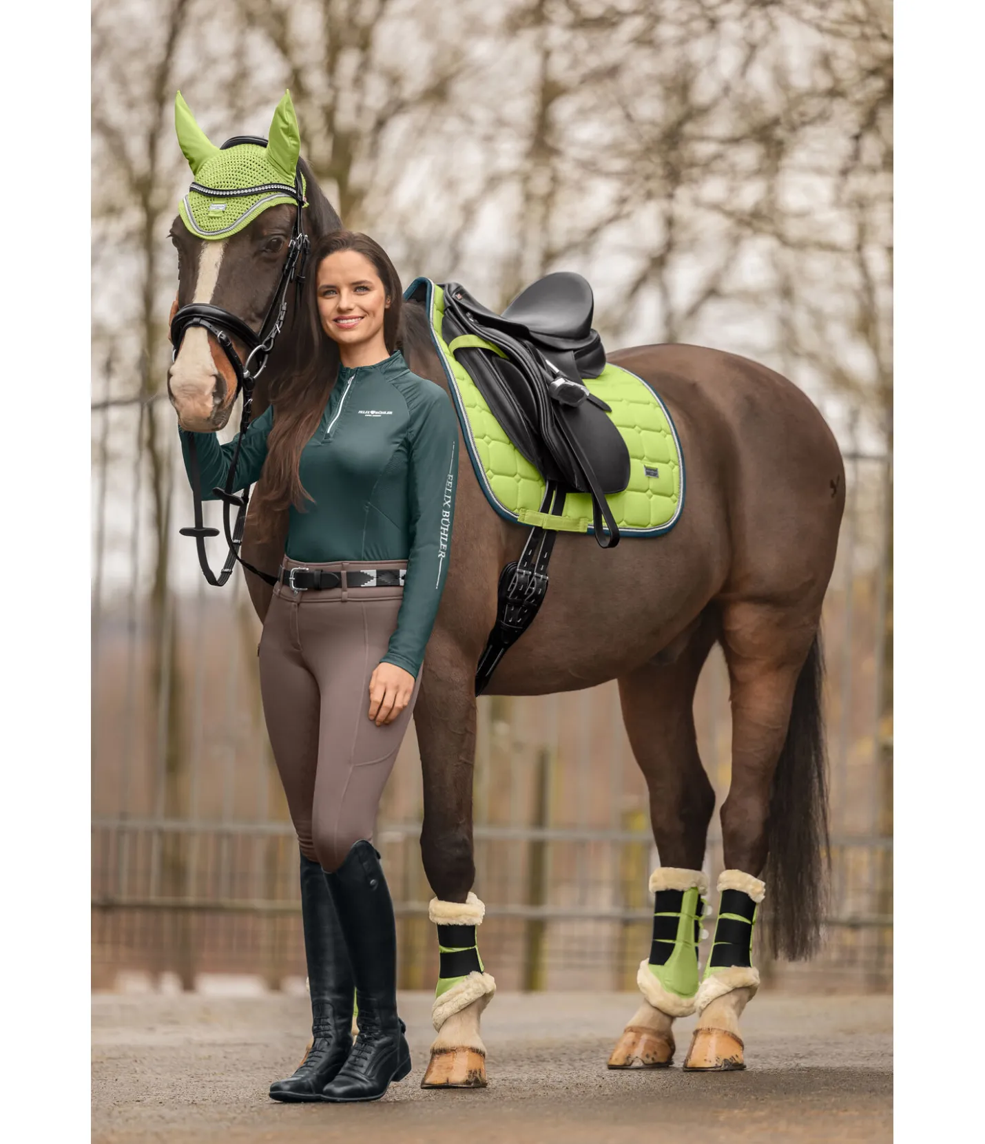 Felix Bühler Guêtres de dressage en polaire Teddy Essential (antérieurs) matcha