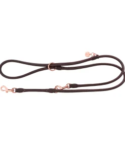 sugar dog Laisse en cuir cousu rond pour chien Certaldo brun/rose Clearance