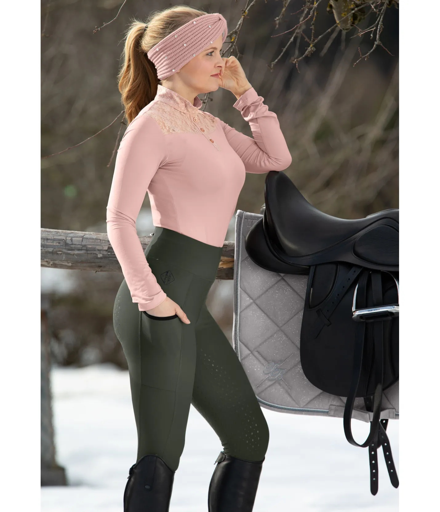 Felix Bühler Legging d'équitation à fond intégral Grip Anneke kaki Clearance