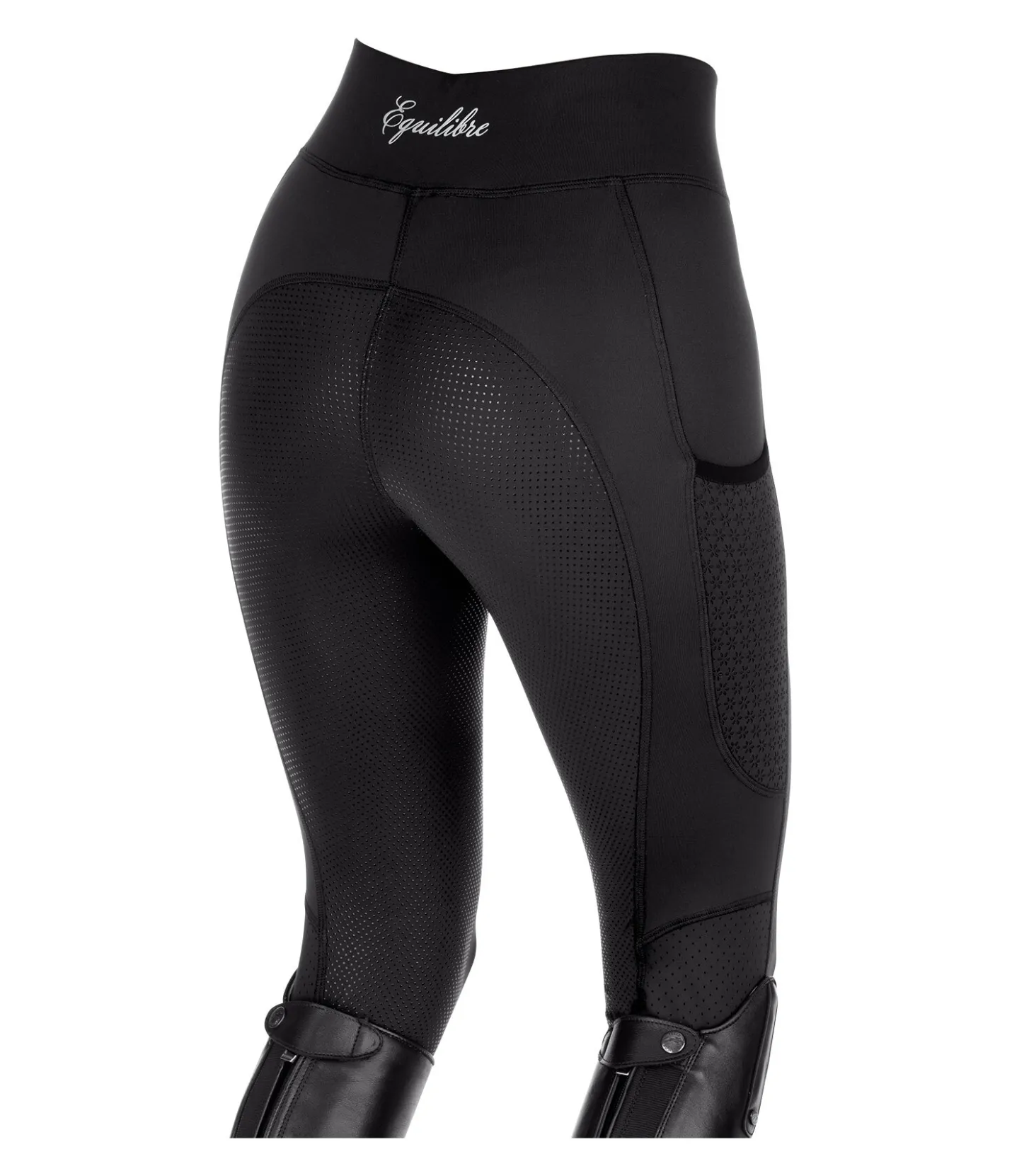 Equilibre Legging d'équitation d'été à fond intégral grip Amanda noir