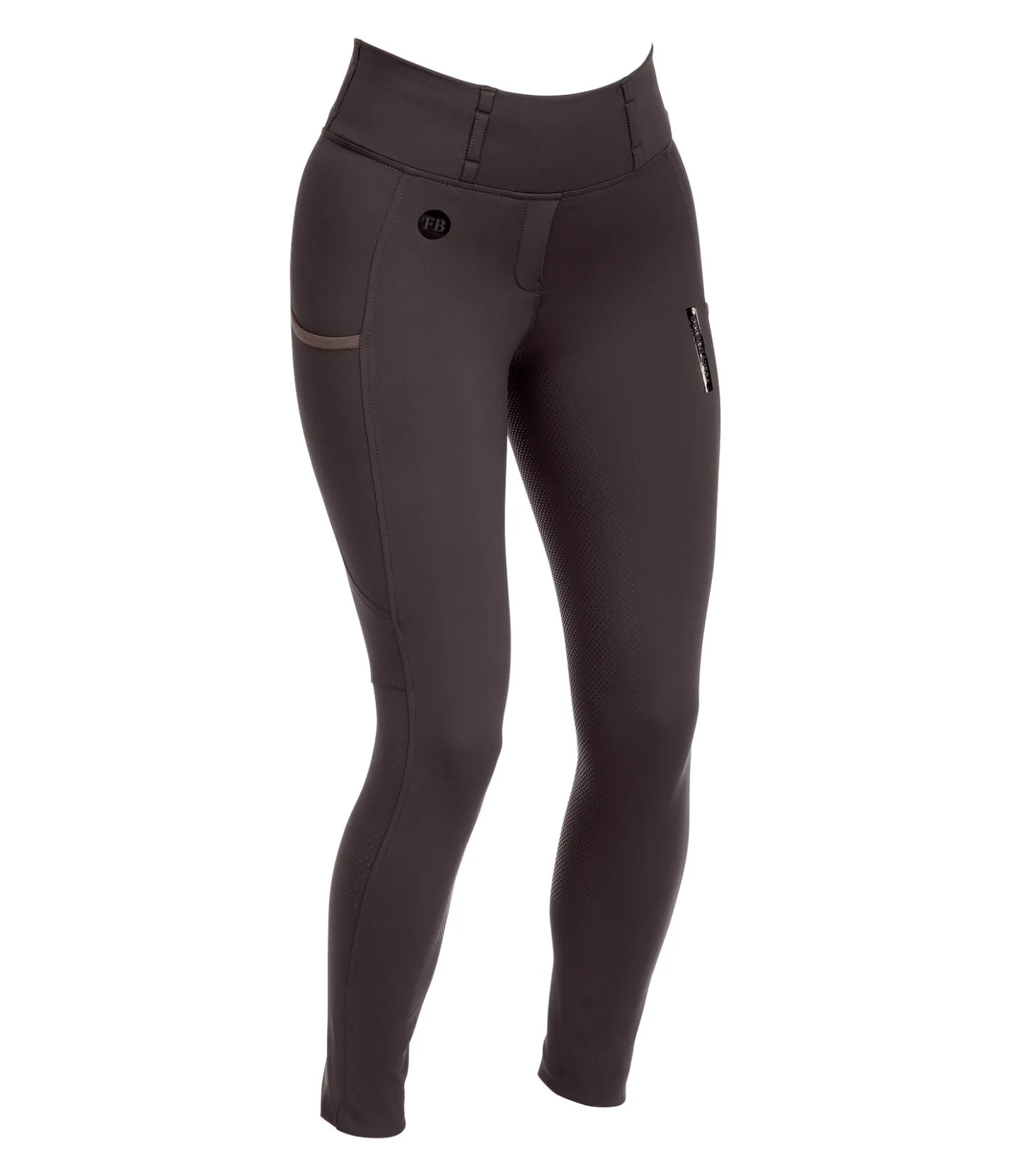 Felix Bühler Legging d'équitation d'été à fond intégral grip Marina-Mesh chocolat noir Hot