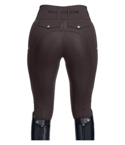 Felix Bühler Legging d'équitation d'été à fond intégral grip Marina-Mesh chocolat noir Hot