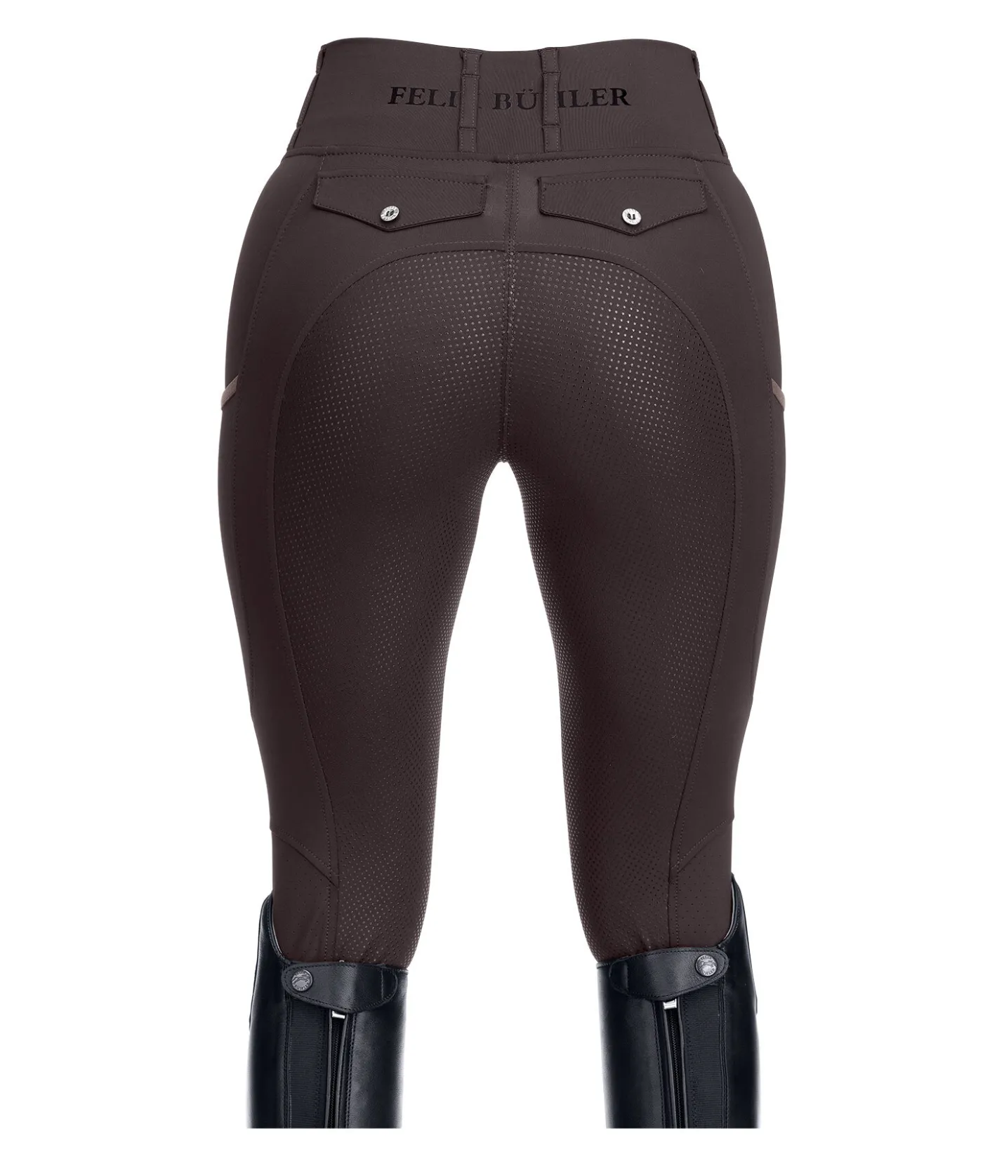 Felix Bühler Legging d'équitation d'été à fond intégral grip Marina-Mesh chocolat noir Hot