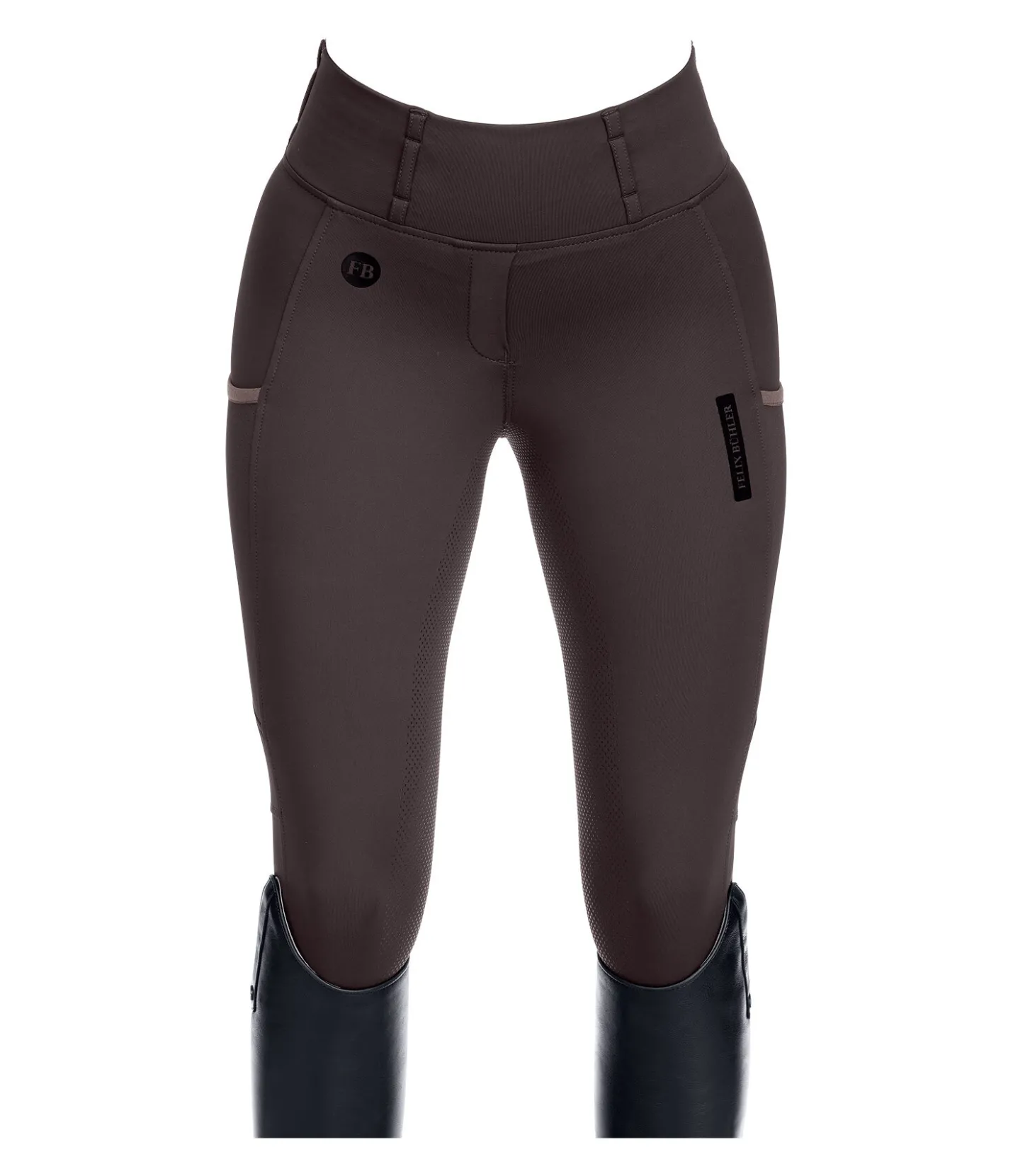 Felix Bühler Legging d'équitation d'été à fond intégral grip Marina-Mesh chocolat noir Hot