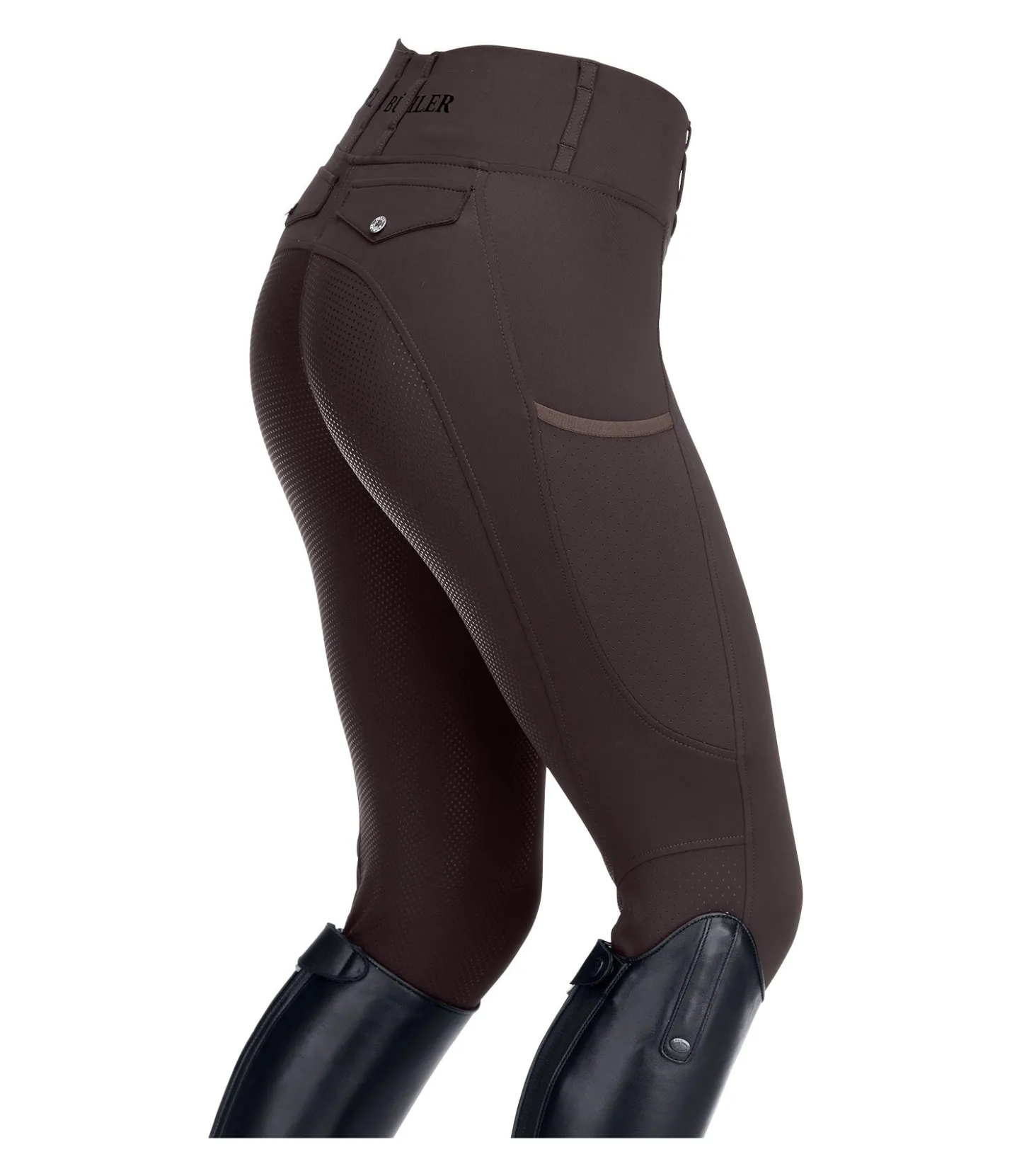 Felix Bühler Legging d'équitation d'été à fond intégral grip Marina-Mesh chocolat noir Hot