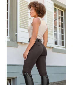 Felix Bühler Legging d'équitation d'été à fond intégral grip Marina-Mesh chocolat noir Hot