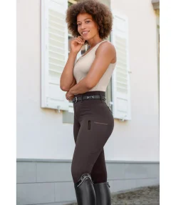 Felix Bühler Legging d'équitation d'été à fond intégral grip Marina-Mesh chocolat noir Hot